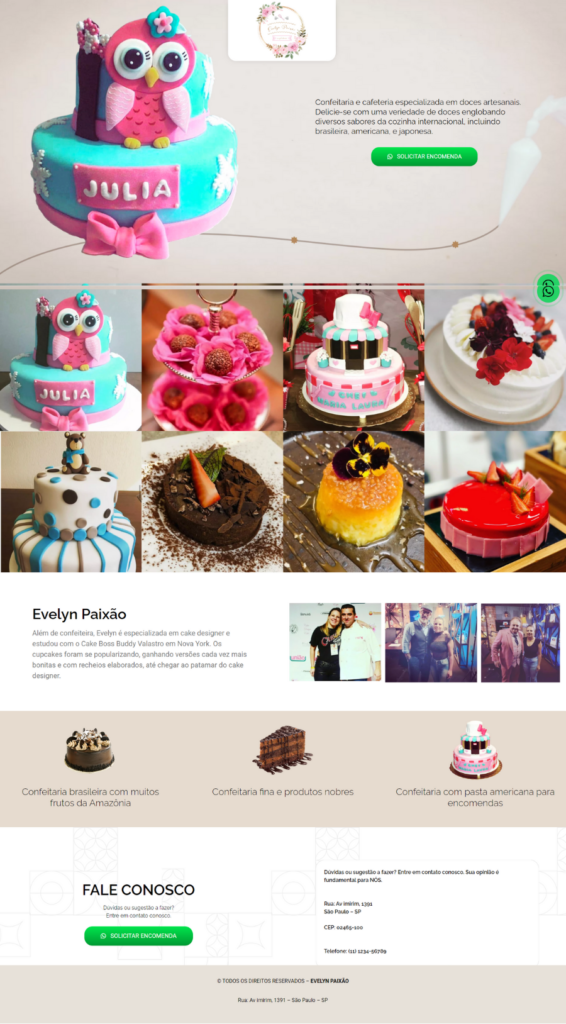landing page confeitaria